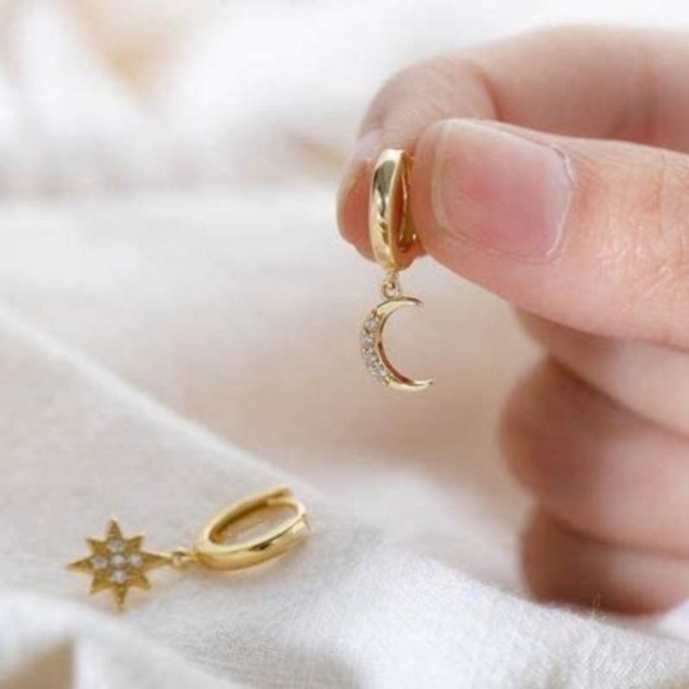 Moon Star Dangle Earring